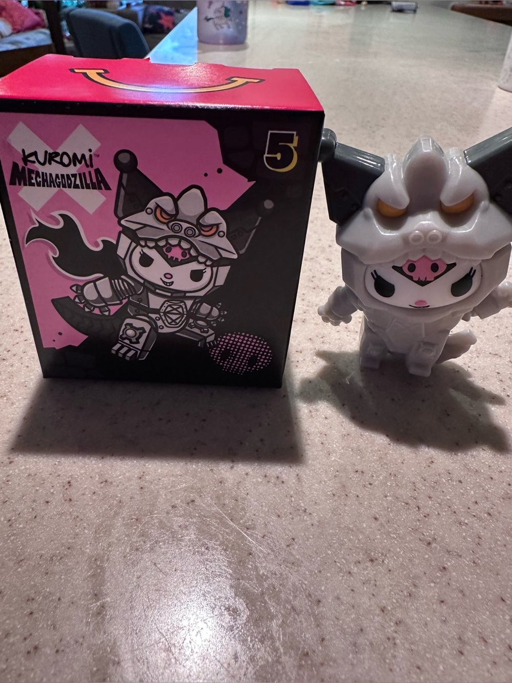 Hello Kitty Kuromi Mechaguzilla Figure - White with Pink Accents